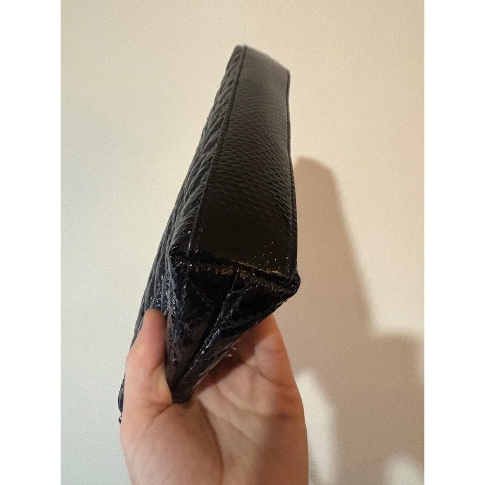 Karl Lagerfeld Paris Quilted Patent Leather‎ Cosmetic Pouch Black